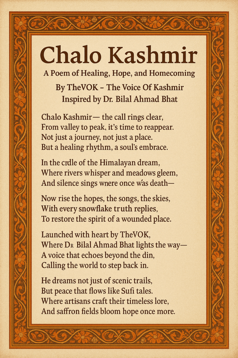 “Chalo Kashmir” — A Poem of Healing, Hope, and Homecoming