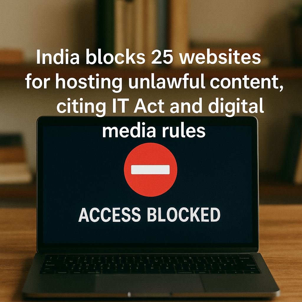 India Takes Action: 25 Websites Blocked for Hosting Unlawful Content